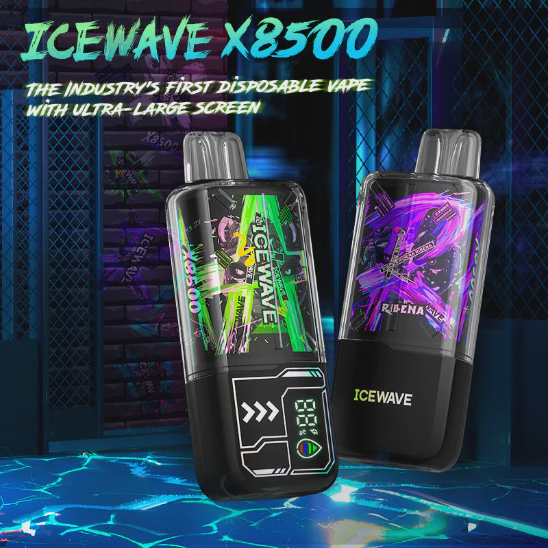 Icewave X8500 18ML 8500 Puffs 600mAh Prefilled Nicotine Salt Rechargeable Disposable Device With Ultra-Large Screen & Mesh Coil